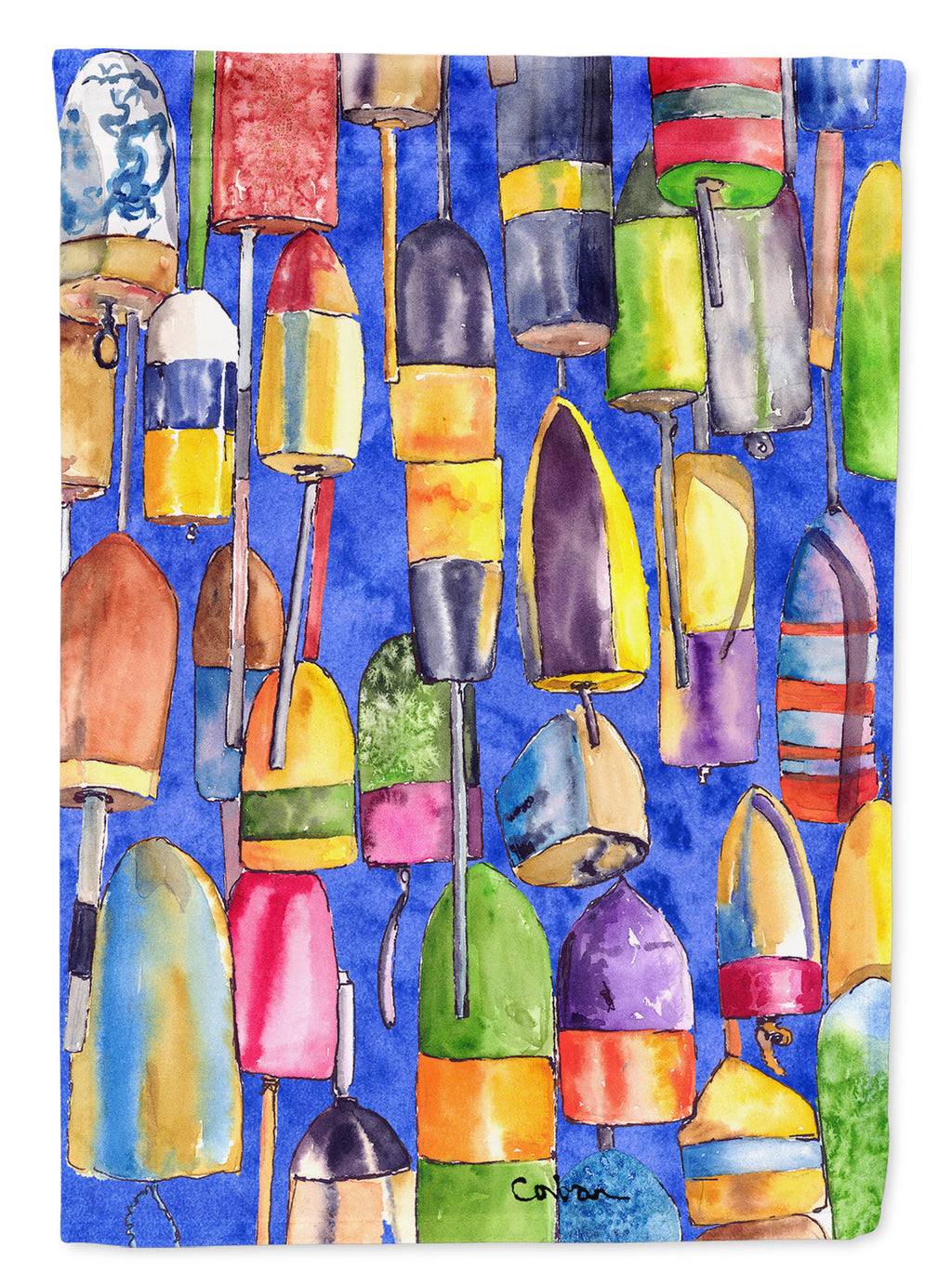 Lobster Bouys House Flag 28x40 Porch Sleeve Pole Decorative Outside Yard Banner Artwork Wall Hanging, Polyester