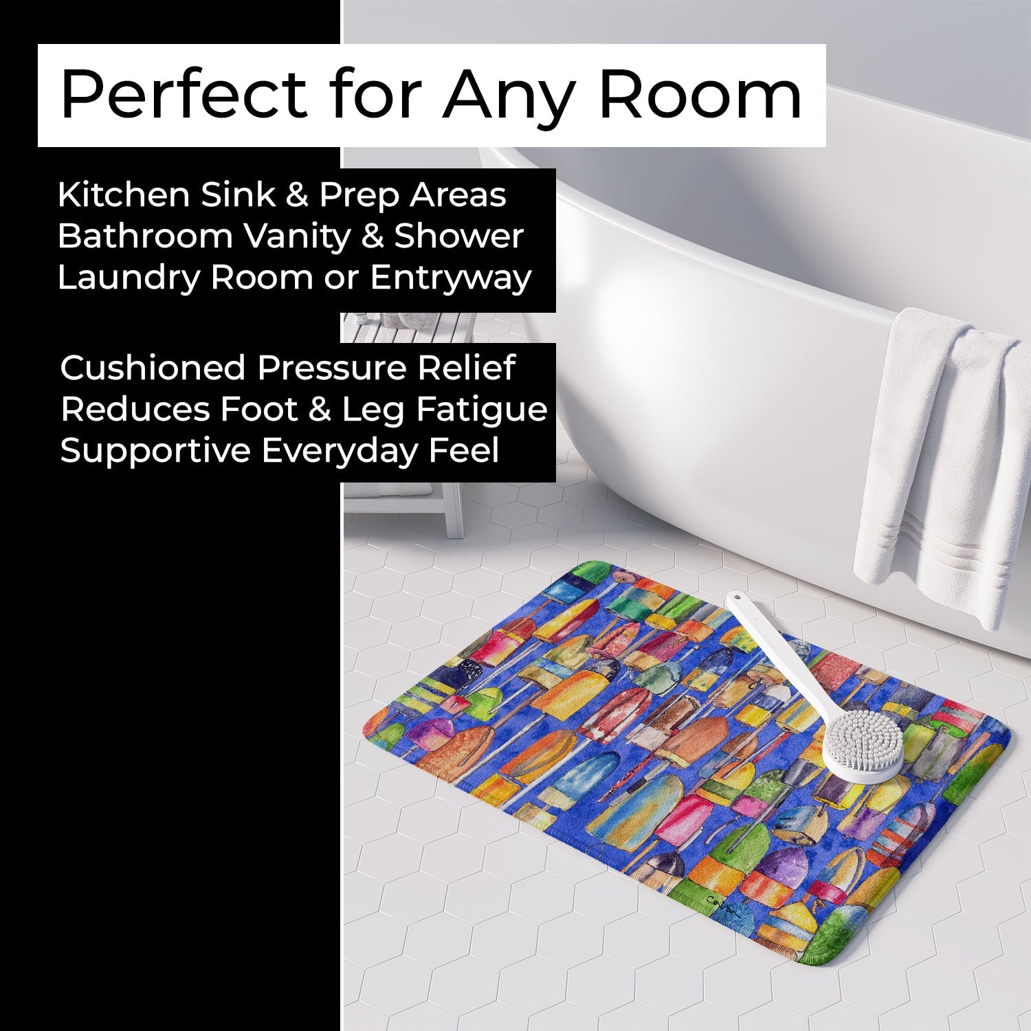 Lobster Bouys Memory Foam Kitchen Mat Machine Washable Anti-Fatigue Cushion Comfort Bath or Kitchen Rug
