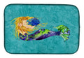 Blonde Mermaid on Teal Dish Drying Mat Absorbent Dish Drying Mat Pad for Kitchen Counter Dish Drainer Mat for Countertop, 14 x 21", Multicolor