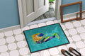 Blonde Mermaid on Teal Doormat Indoor Outdoor 24H X 36W Front Door Mat Rugs for Entryway, Non Slip Washable Low Pile,