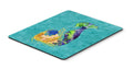 Blonde Mermaid on Teal Mouse Pad, Heat Resistant Trivet Hot Pad , Non Slip Rubber Desk Mat, Kitchen Counter Protector, Home Office Decor Gift