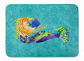 Blonde Mermaid on Teal Memory Foam Kitchen Mat Machine Washable Anti-Fatigue Cushion Comfort Bath or Kitchen Rug