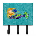 Blonde Mermaid on Teal Leash or Key Holder Wall Hooks, Coat Rack Wall Mount, for Hanging Keys, Towels, Aprons, Leashes