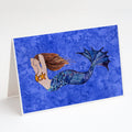 Brunette Mermaid on Blue Greeting Cards Pack of 8 Blank Cards with Envelopes Whimsical A7 Size 5x7