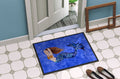Brunette Mermaid on Blue Doormat Indoor Outdoor 24H X 36W Front Door Mat Rugs for Entryway, Non Slip Washable Low Pile,
