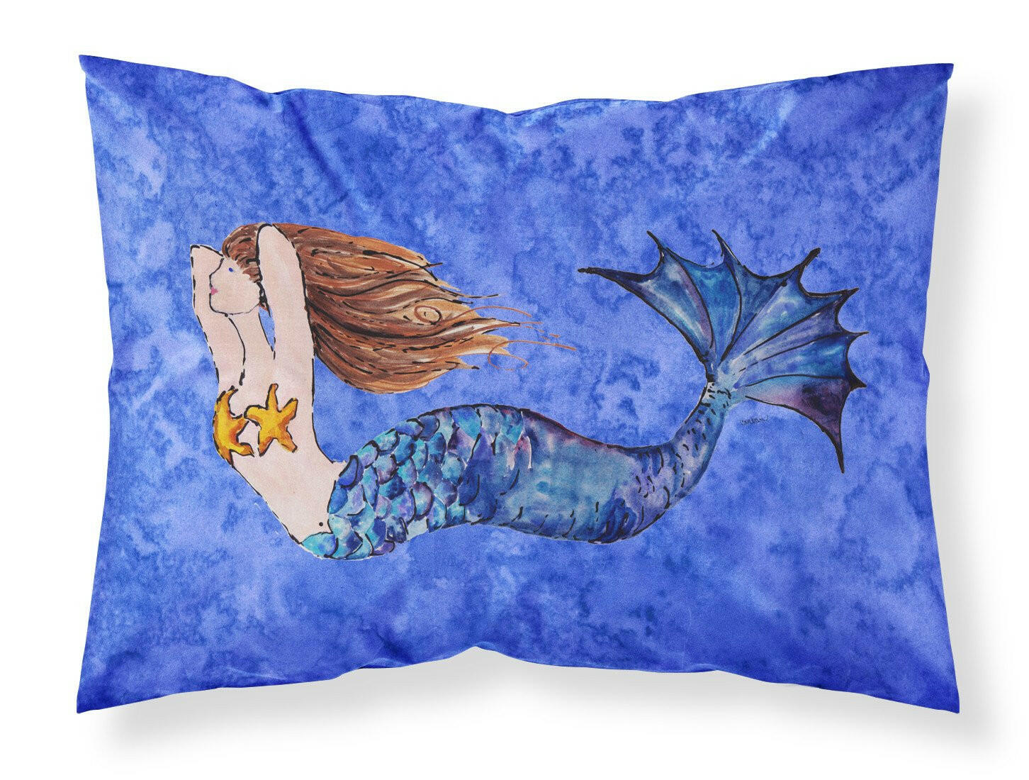 Brunette Mermaid on Blue Standard Pillowcase Lightweight Super Soft Easy Care Decorative Artwork Pillowcase, Standard