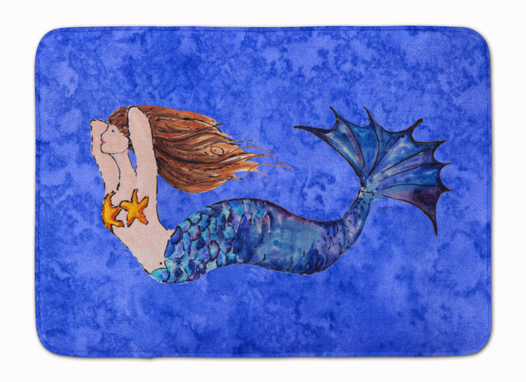 Brunette Mermaid on Blue Memory Foam Kitchen Mat Machine Washable Anti-Fatigue Cushion Comfort Bath or Kitchen Rug