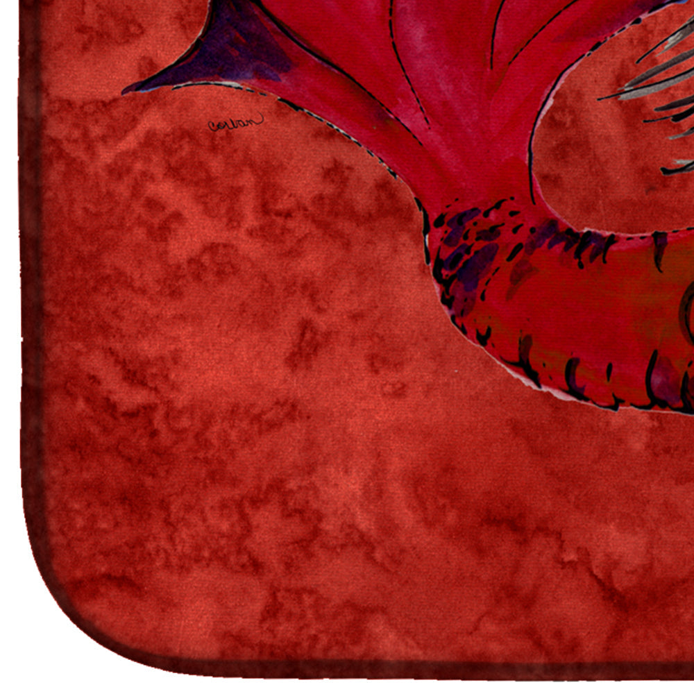 Black Haired Mermaid on Red Dish Drying Mat Absorbent Dish Drying Mat Pad for Kitchen Counter Dish Drainer Mat for Countertop, 14 x 21", Multicolor