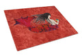 Black Haired Mermaid on Red Cutting Board Tempered Glass Kitchen Cutting Surface, Heat Resistant Chopping, Non-Slip Feet, Food Prep & Serving