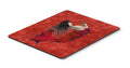 Black Haired Mermaid on Red Mouse Pad, Heat Resistant Trivet Hot Pad , Non Slip Rubber Desk Mat, Kitchen Counter Protector, Home Office Decor Gift