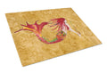 Ginger Red Headed Mermaid on Gold Cutting Board Tempered Glass Kitchen Cutting Surface, Heat Resistant Chopping, Non-Slip Feet, Food Prep & Serving