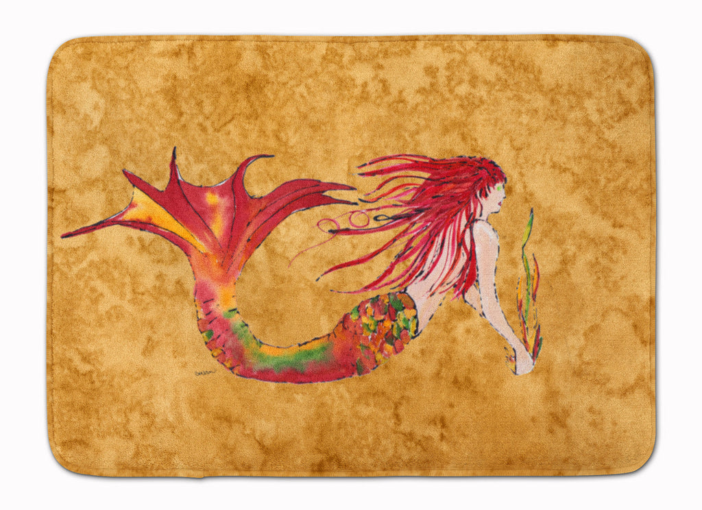 Ginger Red Headed Mermaid on Gold Memory Foam Kitchen Mat Machine Washable Anti-Fatigue Cushion Comfort Bath or Kitchen Rug