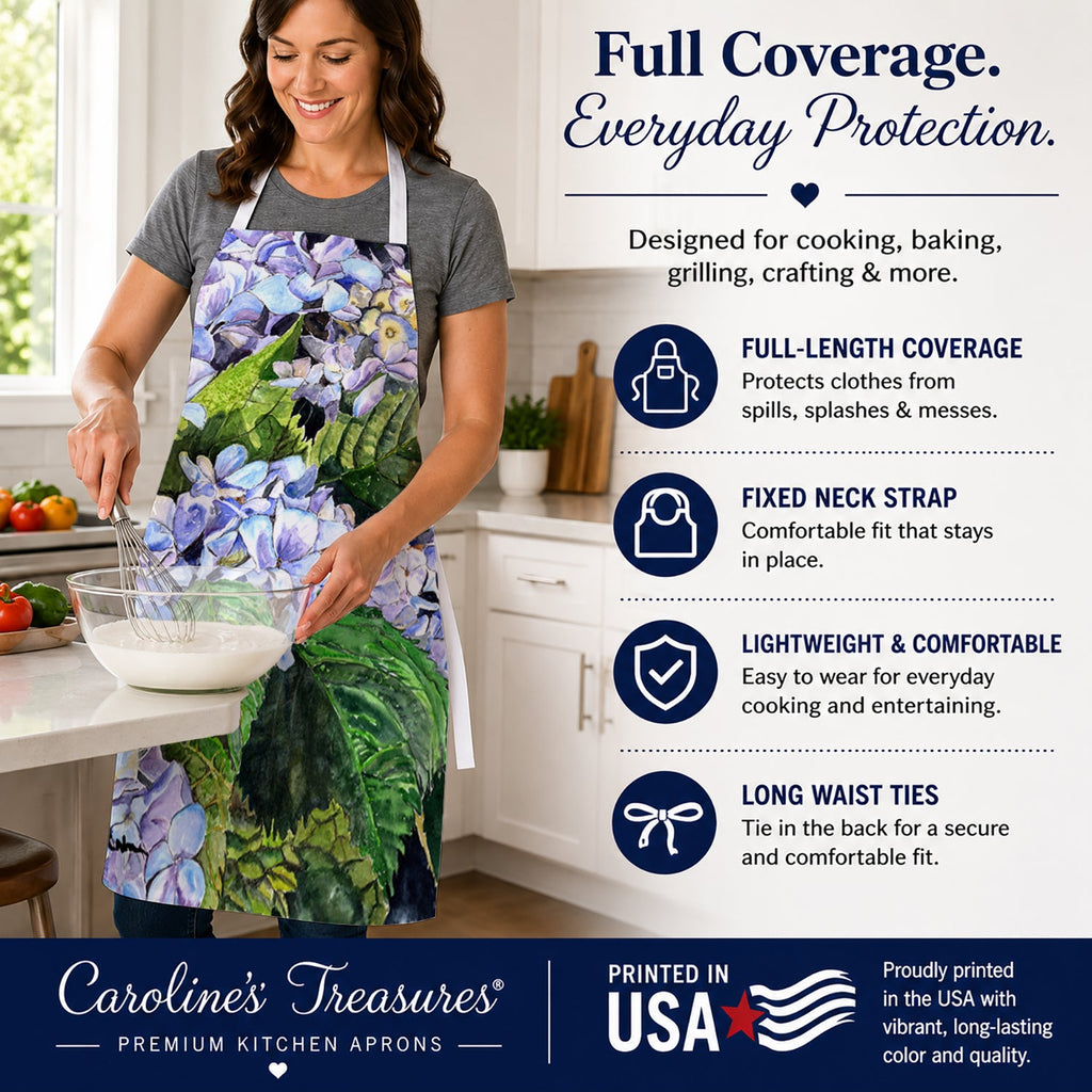 Hydrangea Apron Cooking Kitchen Server Baking Crafts Gardening for Adult Women Men, Unisex, Large, Multicolor