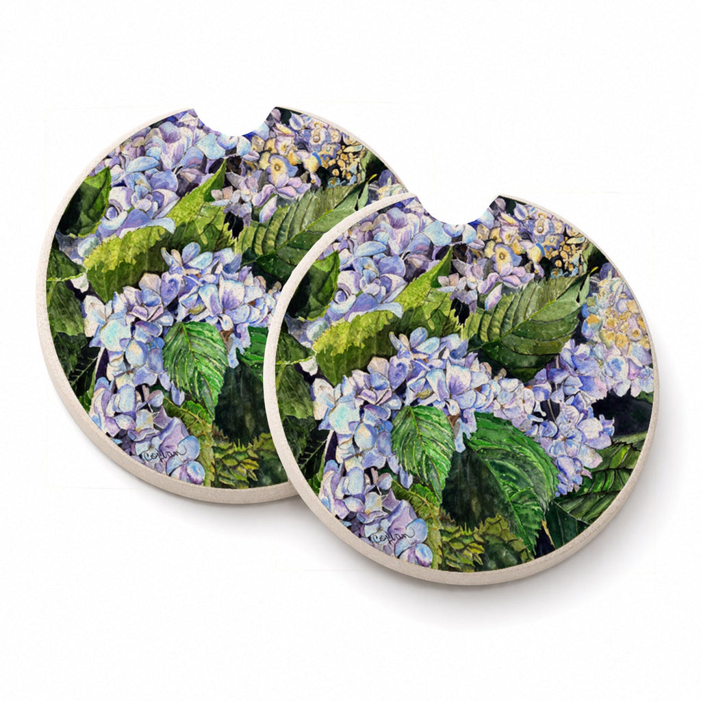 Hydrangea Set of 2 Cup Holder Car Coasters Absorbent Round Sandstone Coasters Gifts for Men or Women, 2.5, Multicolor