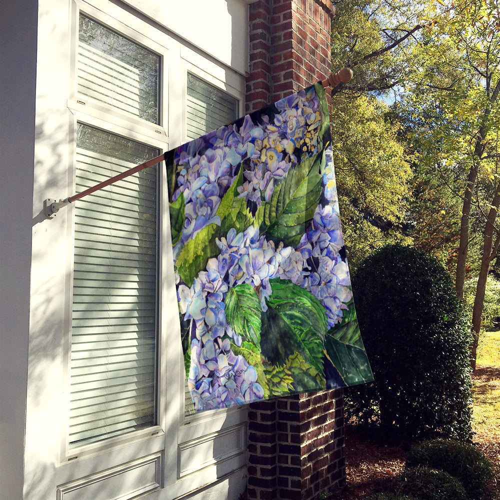 Hydrangea House Flag 28x40 Porch Sleeve Pole Decorative Outside Yard Banner Artwork Wall Hanging, Polyester