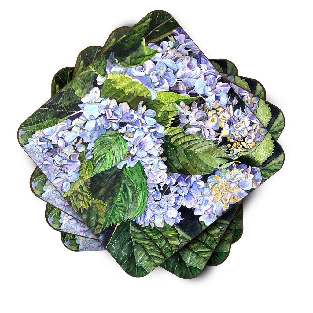 Hydrangea Foam Coasters Set of 4 Cup Coasters for Indoor Outdoor, Tabletop Protection, Anti Slip, Mouse pad Material