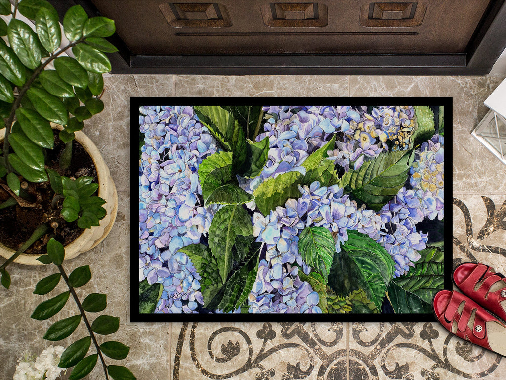 Hydrangea Doormat Indoor Outdoor 24H X 36W Front Door Mat Rugs for Entryway, Non Slip Washable Low Pile,