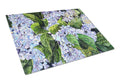 Hydrangea Cutting Board Tempered Glass Kitchen Cutting Surface, Heat Resistant Chopping, Non-Slip Feet, Food Prep & Serving