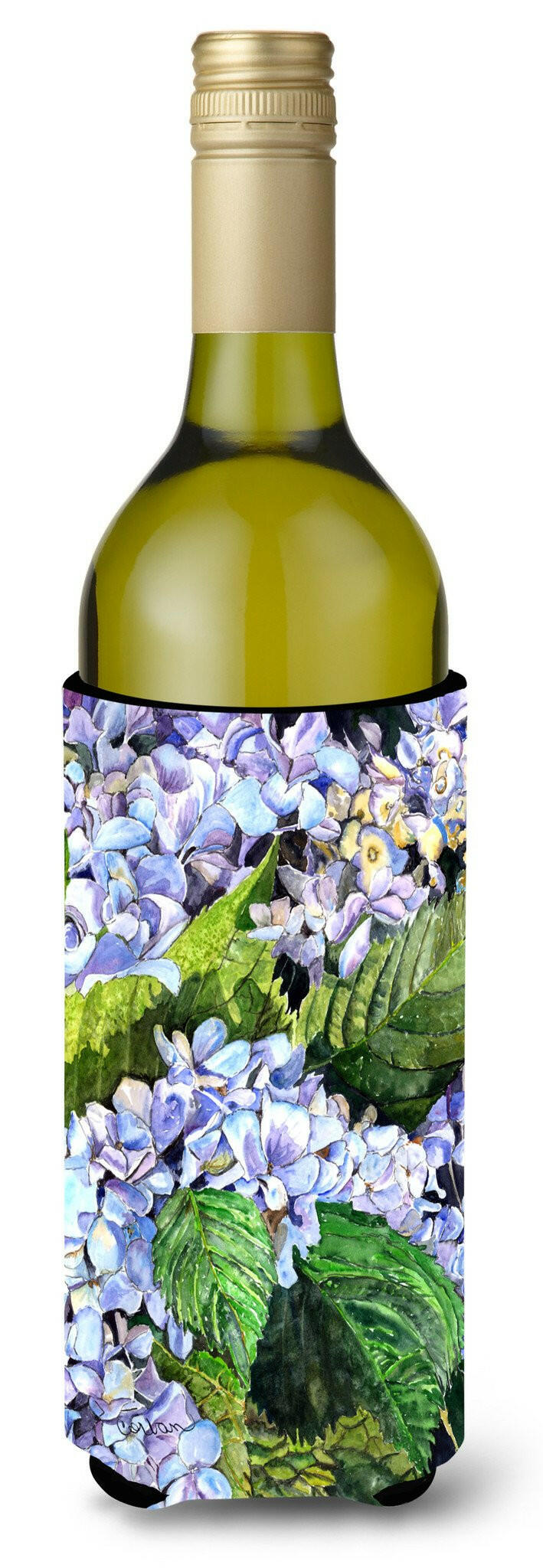 Hydrangea Wine Bottle Hugger Gift Sleeve for Standard 750 ml Bottles, Insulated Reusable Also Fits Mini Shot & Pint Bottles