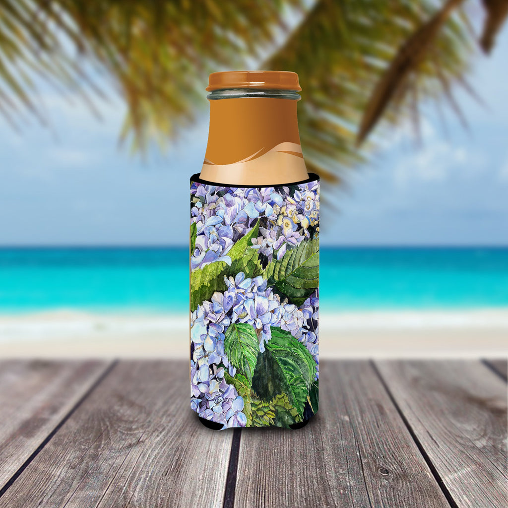 Hydrangea Slim Can Hugger , Insulated Foam Hugger for 12 oz Slim Cans, Beer Bottles & Water Bottles, Printed in USA