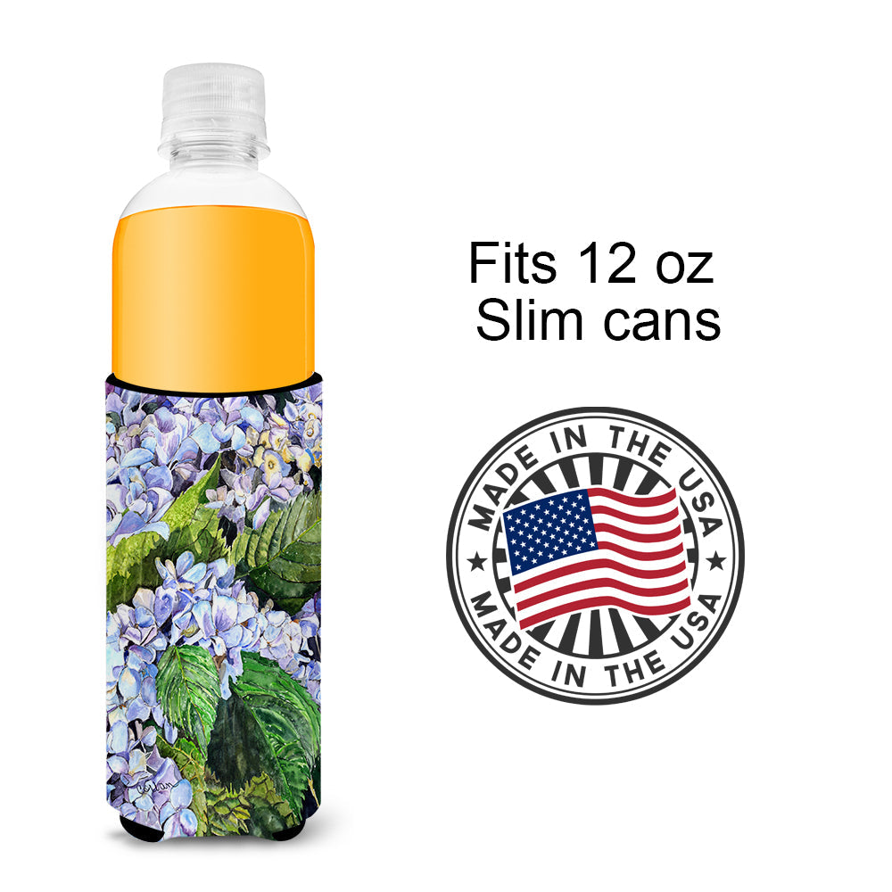 Hydrangea Slim Can Hugger , Insulated Foam Hugger for 12 oz Slim Cans, Beer Bottles & Water Bottles, Printed in USA