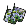 Hydrangea Pot Holder Set of 2 Heat Resistant Quilted Hot Pads 7.5 x 7.5 Inch, Insulated Kitchen Trivets for Cooking & Baking