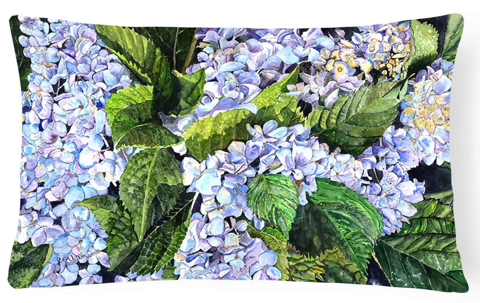 Hydrangea Decorative Throw Pillow 12x16 Indoor Outdoor Accent Cushion, Fabric Cover with Insert for Sofa, Bed, Porch & Living Room