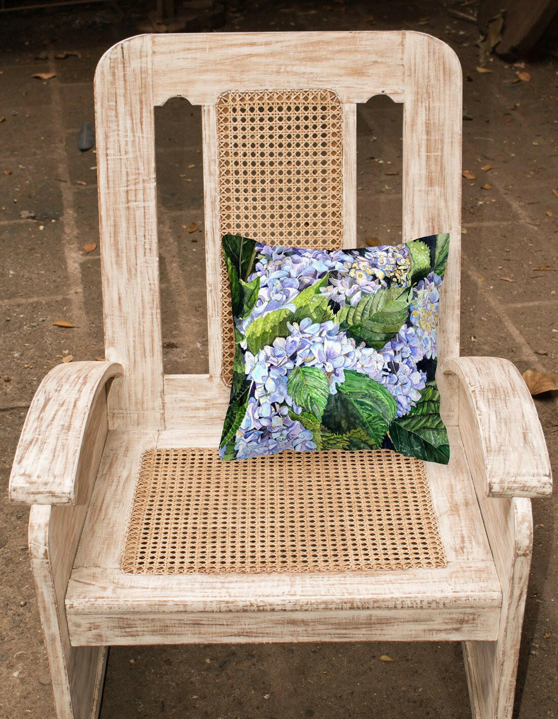 Hydrangea Decorative Throw Pillow 14x14 Indoor Outdoor Accent Cushion, Fabric Cover with Insert for Sofa, Bed, Porch & Living Room