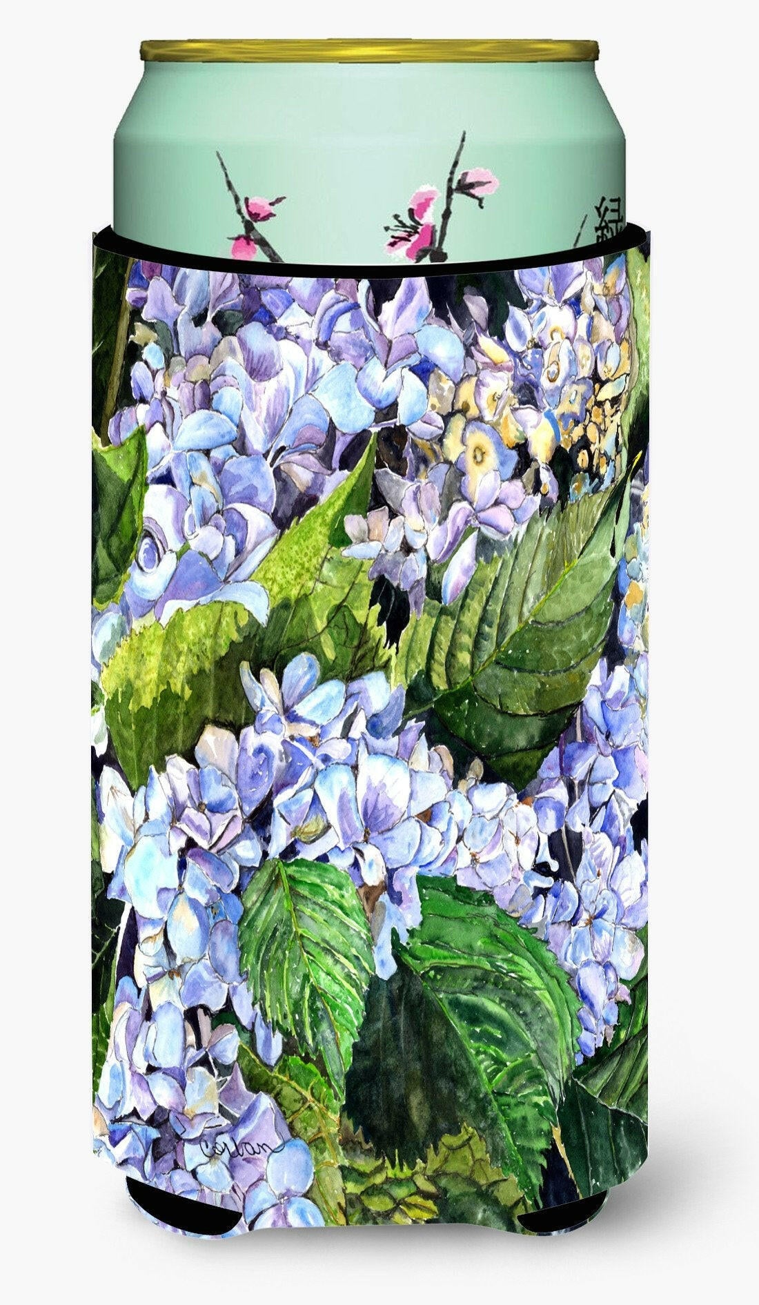 Hydrangea Tall Boy Hugger Can Cooler Sleeve Machine Washable Drink Collapsible Insulator Beverage Insulated Holder