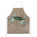 Blue Crab on Faux Burlap Apron Cooking Kitchen Server Baking Crafts Gardening for Adult Women Men, Unisex, Large, Multicolor