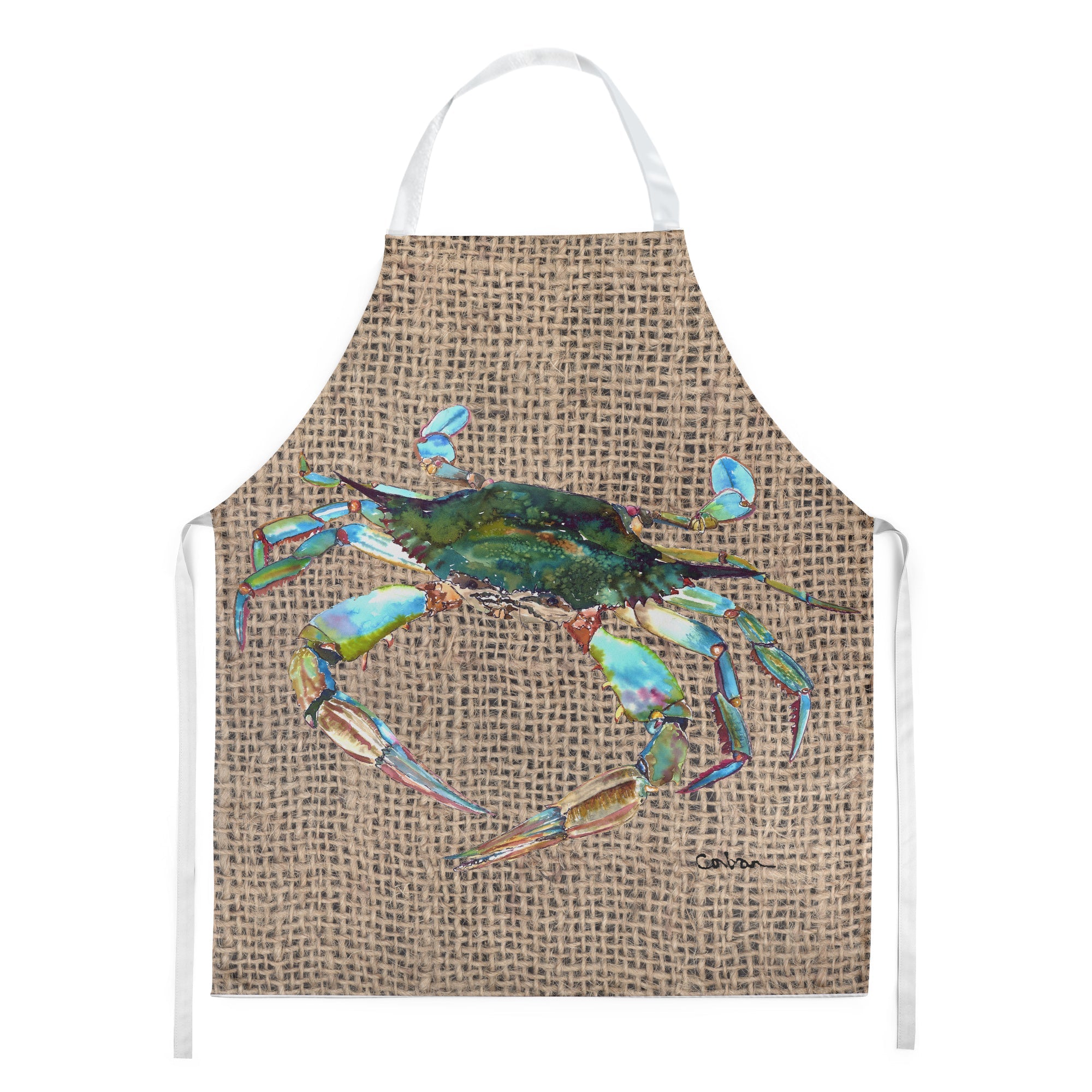 Blue Crab on Faux Burlap Apron Cooking Kitchen Server Baking Crafts Gardening for Adult Women Men, Unisex, Large, Multicolor
