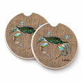 Blue Crab on Faux Burlap Set of 2 Cup Holder Car Coasters Absorbent Round Sandstone Coasters Gifts for Men or Women, 2.5, Multicolor