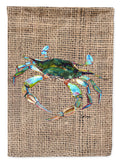 Blue Crab on Faux Burlap House Flag 28x40 Porch Sleeve Pole Decorative Outside Yard Banner Artwork Wall Hanging, Polyester