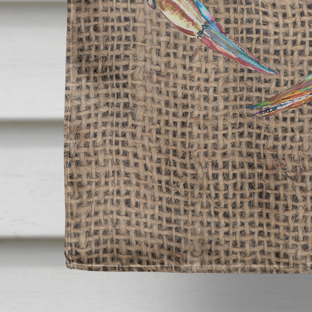 Blue Crab on Faux Burlap House Flag 28x40 Porch Sleeve Pole Decorative Outside Yard Banner Artwork Wall Hanging, Polyester