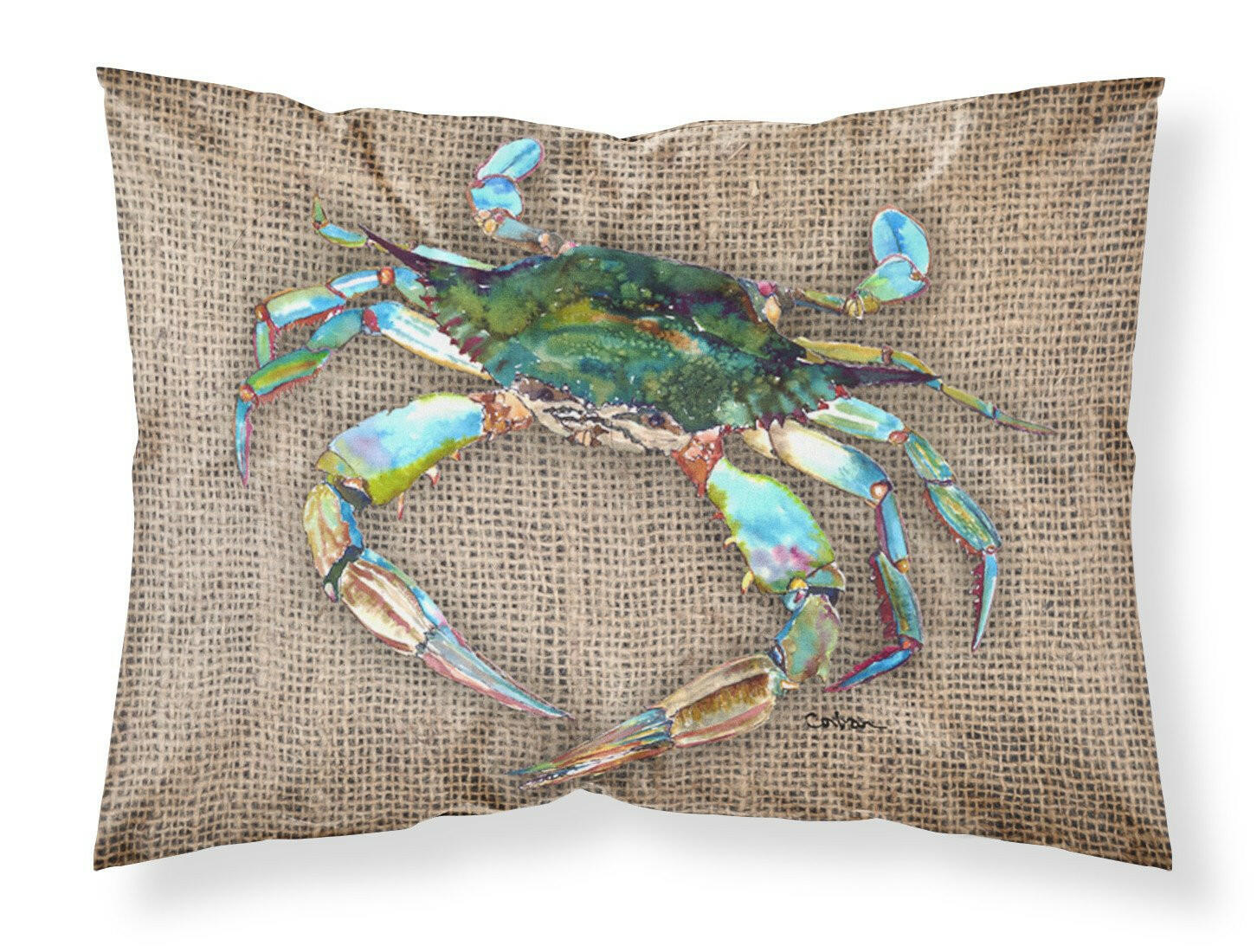 Blue Crab on Faux Burlap Standard Pillowcase Lightweight Super Soft Easy Care Decorative Artwork Pillowcase, Standard