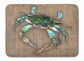 Blue Crab on Faux Burlap Memory Foam Kitchen Mat Machine Washable Anti-Fatigue Cushion Comfort Bath or Kitchen Rug