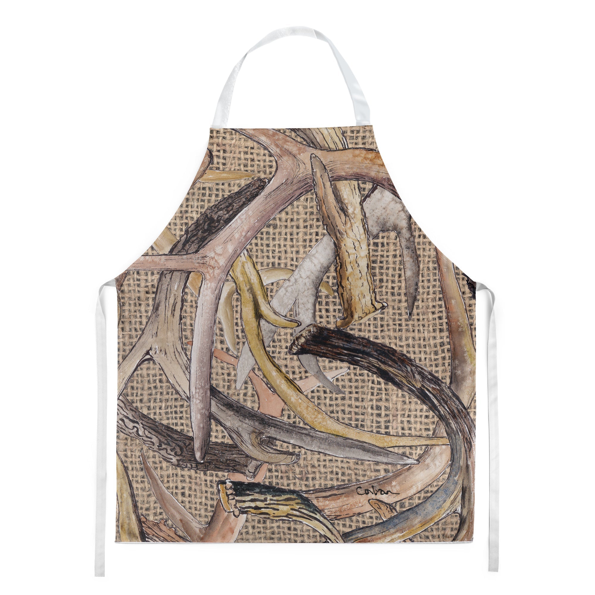 Deer Horns Apron Cooking Kitchen Server Baking Crafts Gardening for Adult Women Men, Unisex, Large, Multicolor