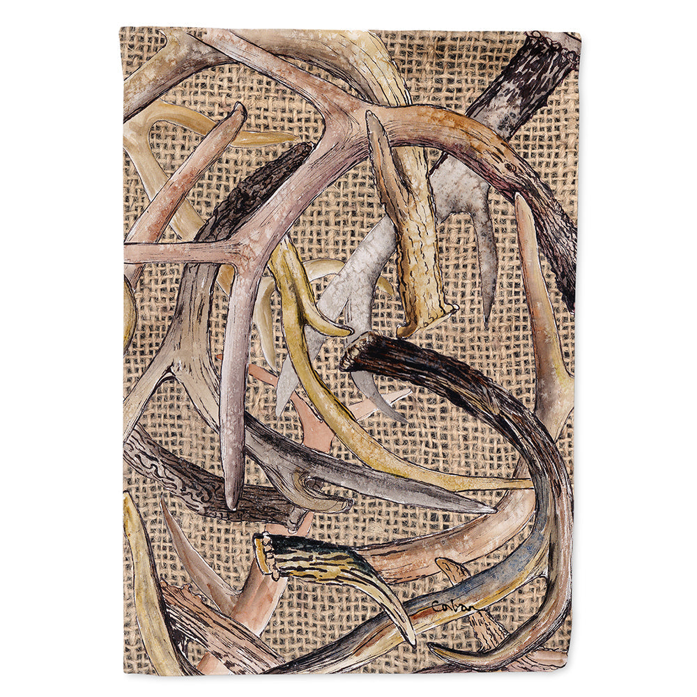 Deer Horns House Flag 28x40 Porch Sleeve Pole Decorative Outside Yard Banner Artwork Wall Hanging, Polyester