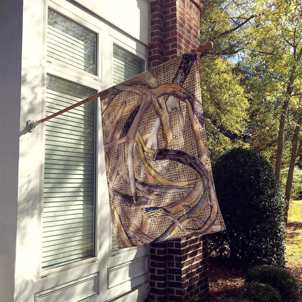 Deer Horns House Flag 28x40 Porch Sleeve Pole Decorative Outside Yard Banner Artwork Wall Hanging, Polyester