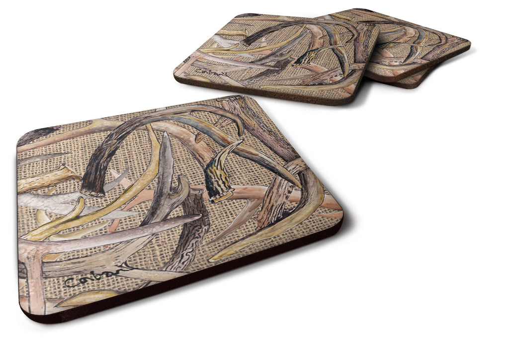 Deer Horns Foam Coasters Set of 4 Cup Coasters for Indoor Outdoor, Tabletop Protection, Anti Slip, Mouse pad Material