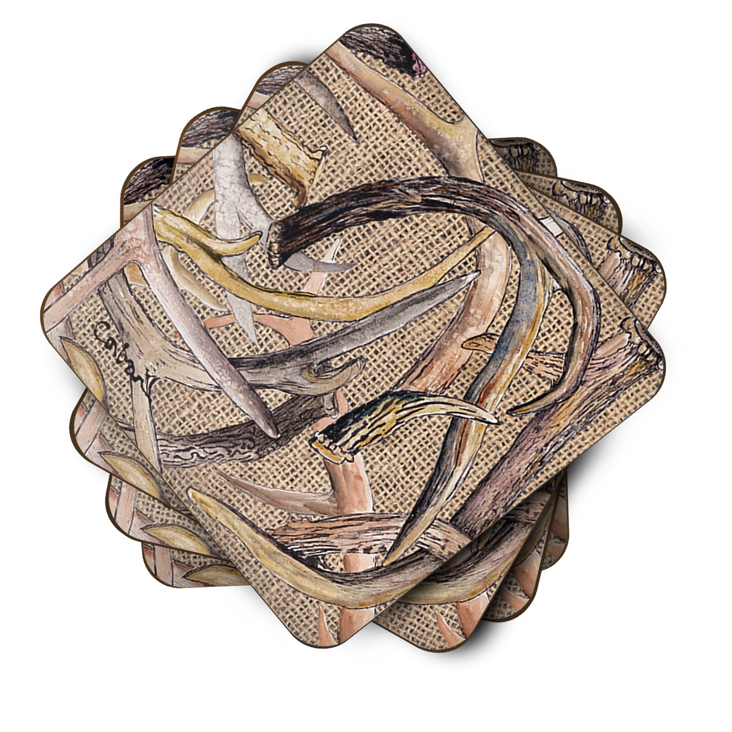 Deer Horns Foam Coasters Set of 4 Cup Coasters for Indoor Outdoor, Tabletop Protection, Anti Slip, Mouse pad Material