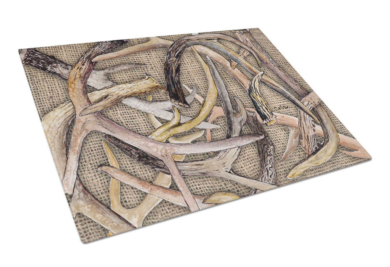 Deer Horns Cutting Board Tempered Glass Kitchen Cutting Surface, Heat Resistant Chopping, Non-Slip Feet, Food Prep & Serving
