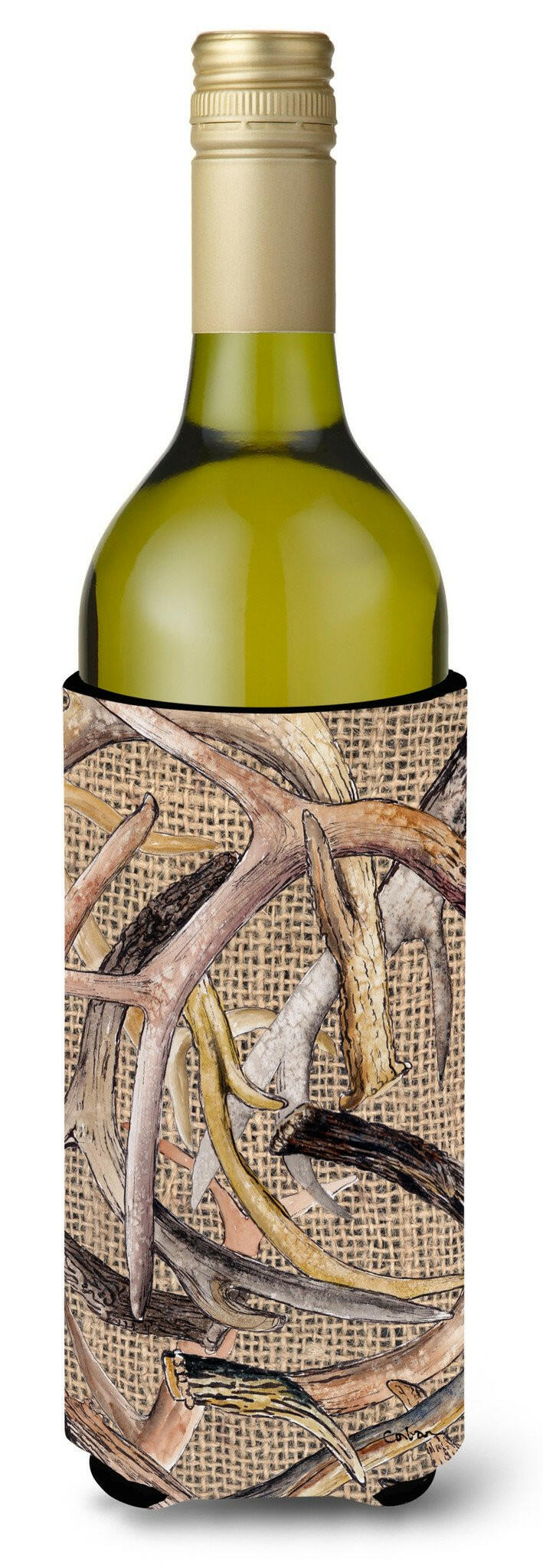 Deer Horns Wine Bottle Hugger Gift Sleeve for Standard 750 ml Bottles, Insulated Reusable Also Fits Mini Shot & Pint Bottles