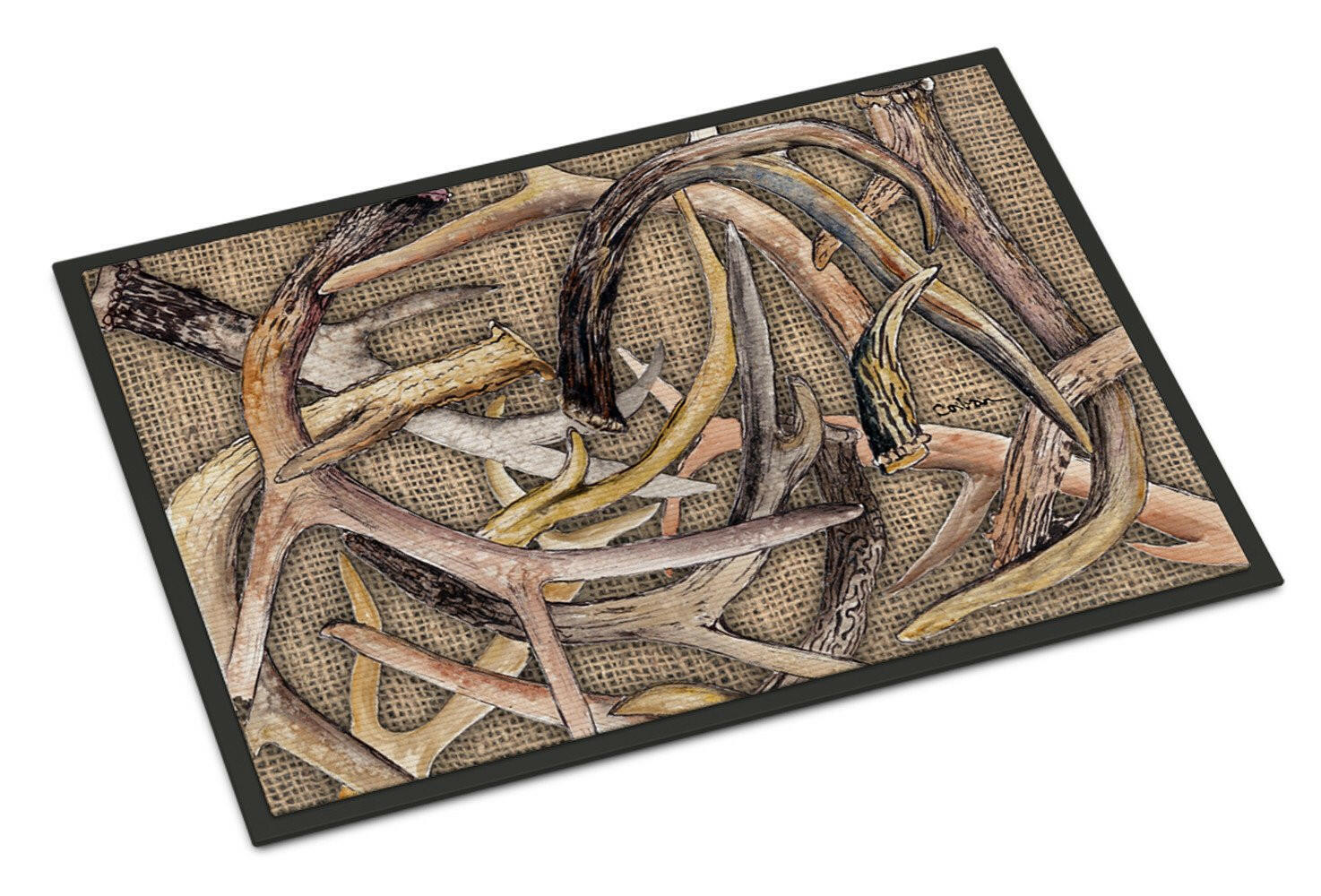 Deer Horns Doormat Indoor Outdoor 18H X 27W Front Door Mat Rugs for Entryway, Non Slip Washable