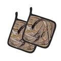 Deer Horns Pot Holder Set of 2 Heat Resistant Quilted Hot Pads 7.5 x 7.5 Inch, Insulated Kitchen Trivets for Cooking & Baking