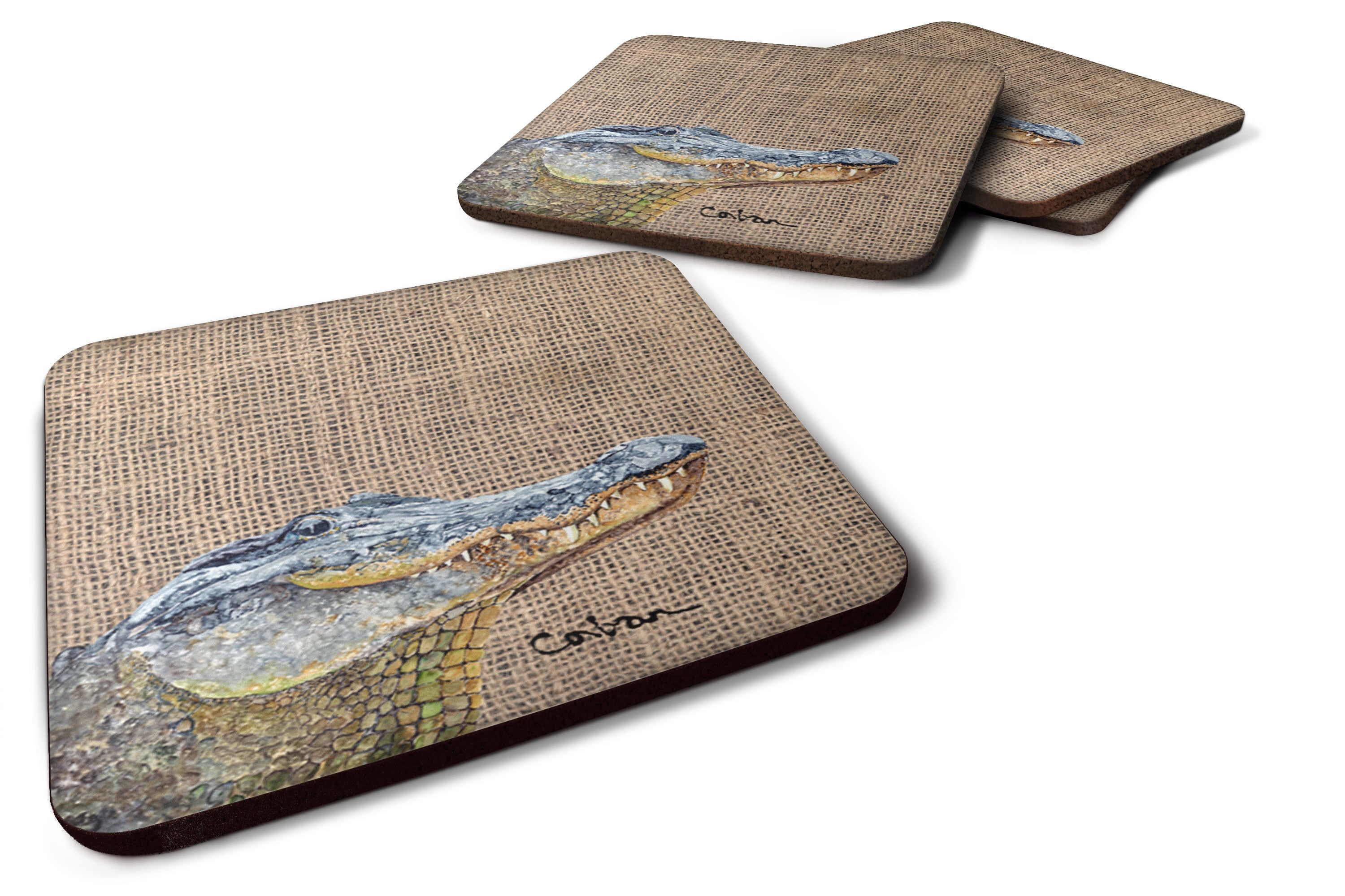 Alligator Foam Coasters Set of 4 Cup Coasters for Indoor Outdoor, Tabletop Protection, Anti Slip, Mouse pad Material