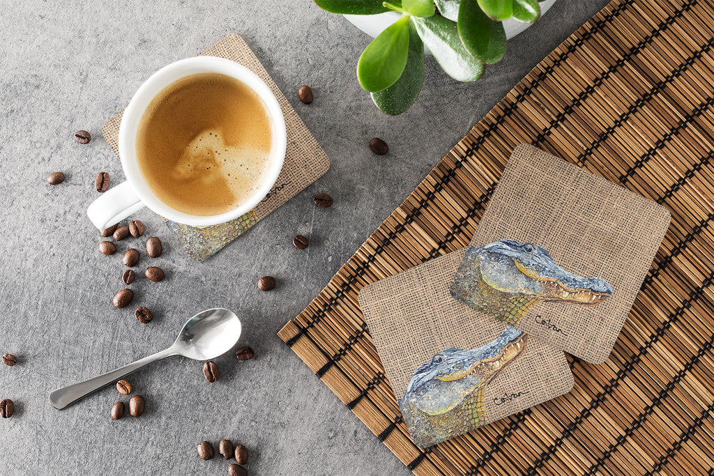 Alligator Foam Coasters Set of 4 Cup Coasters for Indoor Outdoor, Tabletop Protection, Anti Slip, Mouse pad Material