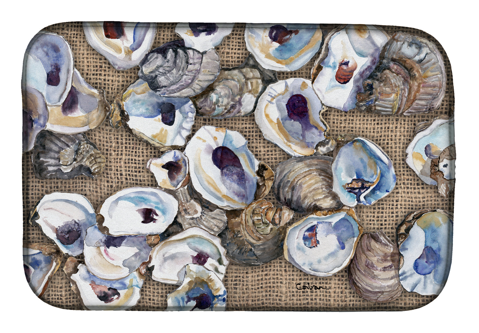 Oyster Dish Drying Mat Absorbent Dish Drying Mat Pad for Kitchen Counter Dish Drainer Mat for Countertop, 14 x 21", Multicolor