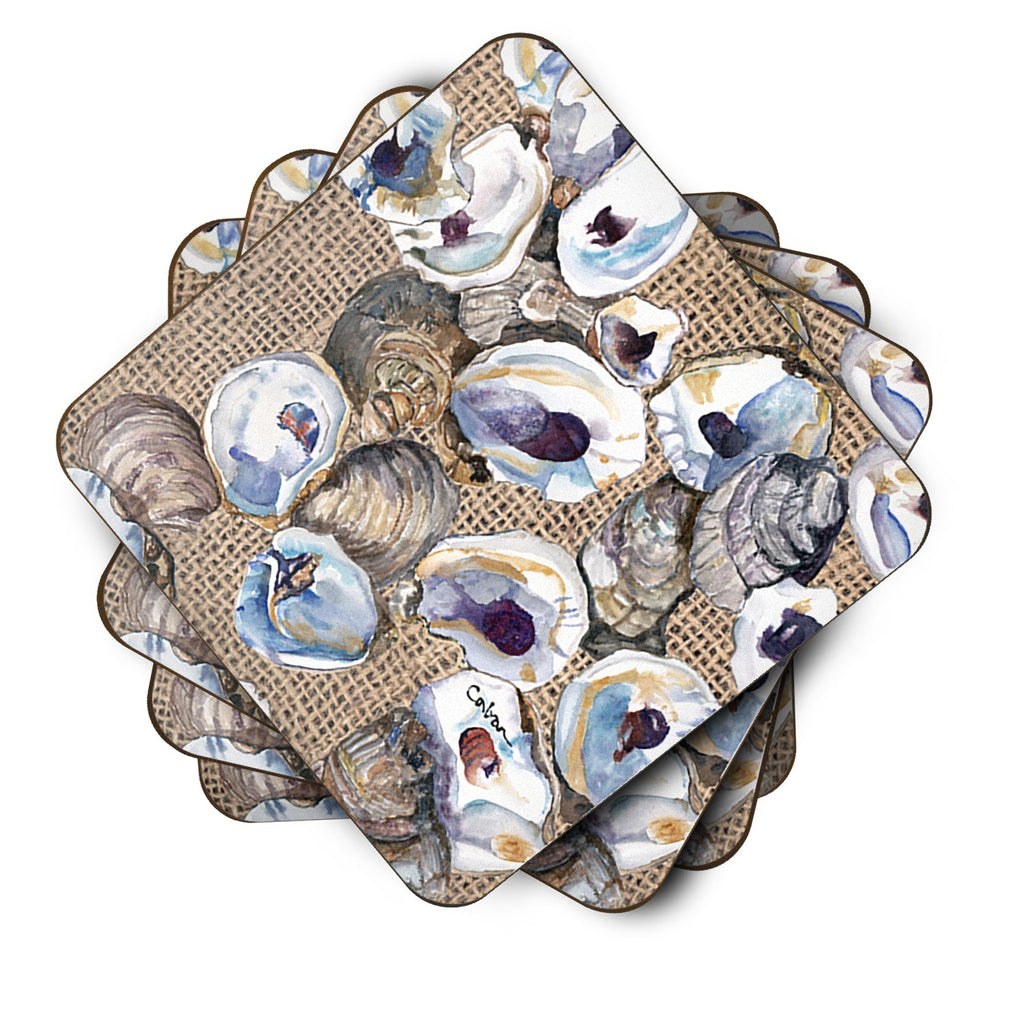 Oyster Foam Coasters Set of 4 Cup Coasters for Indoor Outdoor, Tabletop Protection, Anti Slip, Mouse pad Material