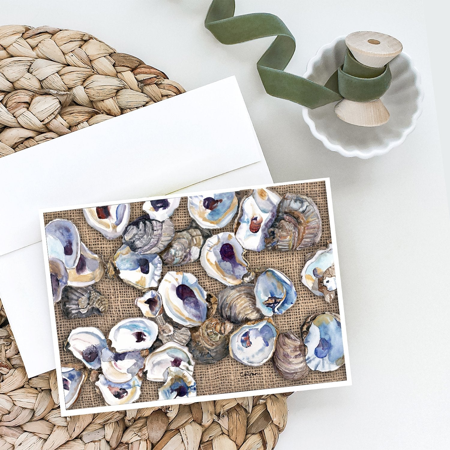 Oyster Greeting Cards Pack of 8 Blank Cards with Envelopes Whimsical A7 Size 5x7